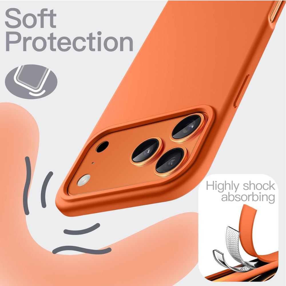 Husa Jelly G-Tech Silicone Compatibil cu Apple iPhone 17 Pro Max, Decupaje precise, Flexibila, Protectii Camere, Portocaliu