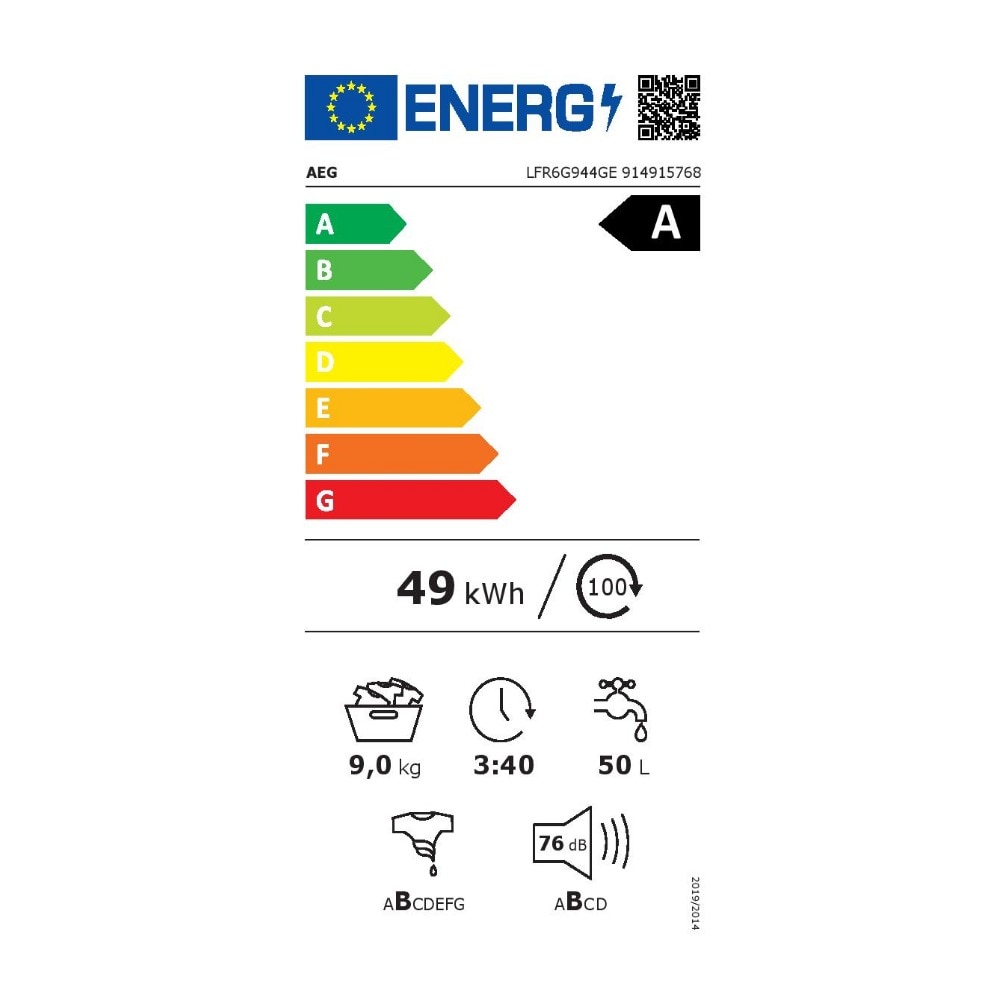 Masina de spalat rufe AEG LFR6G944GE, ProSense, Eco Inverter, Steam, Anti-allergy, AI WashAssist, TimeSave Plus, Igienizare, 9 kg, 1400 rpm, Clasa A, Alba