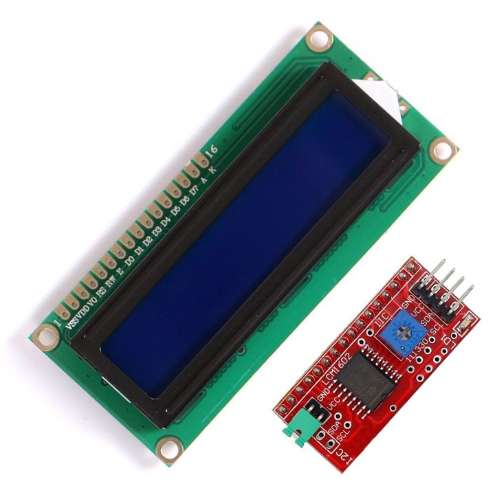 LCD kijelző 1602 kék + I2C adapter CEY4005