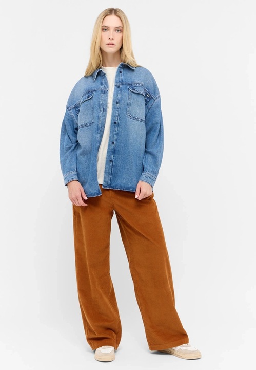 Camasa Dama, Mustang, Avilla, Regular Fit, Design Clasic, Maneci Lungi, Cu Guler, Cu Nasturi, Bumbac, Albastru, Albastru