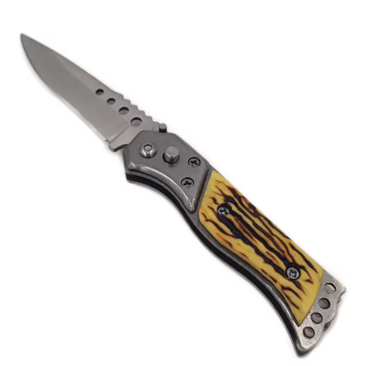 Cutit briceag deschidere a lamei automata pe buton, lama otel, imitatie os, Dalimag