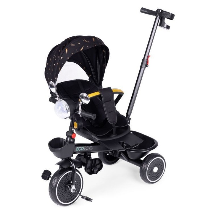 Tricicleta Pentru Copii, Scaun Rotativ 360°, Roti Din Spuma EVA, Culoare Negru