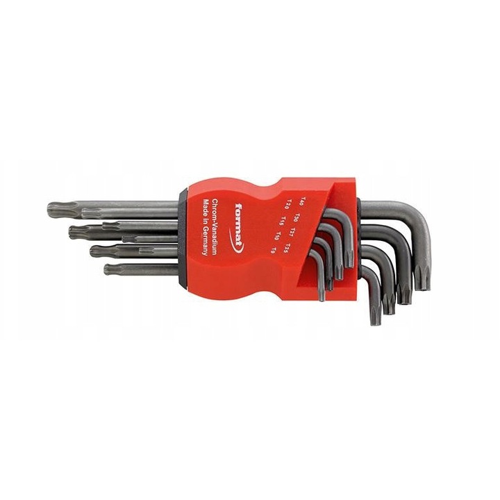 Set chei TORX cu cap sferic, 8 piese, FORMAT, crom-vanadiu, 9-40mm
