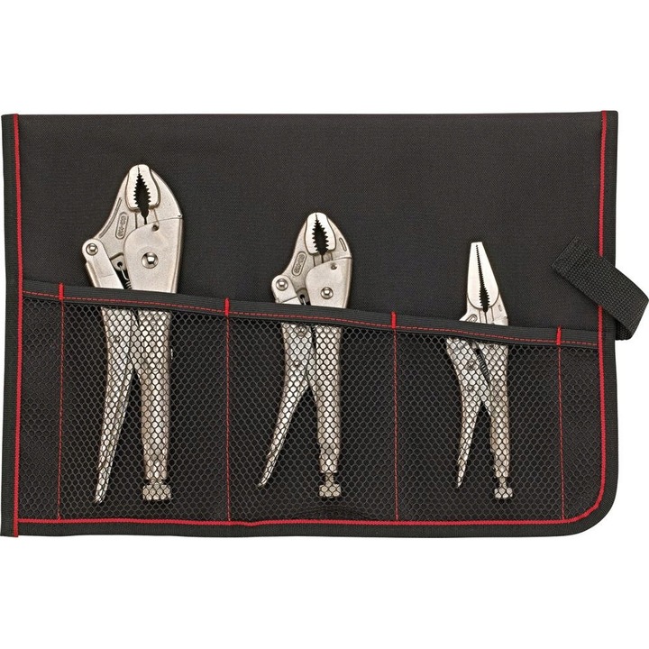 3 részes fogókészlet tokkal, 150 mm, króm-molibdén, precíziós munkákhoz