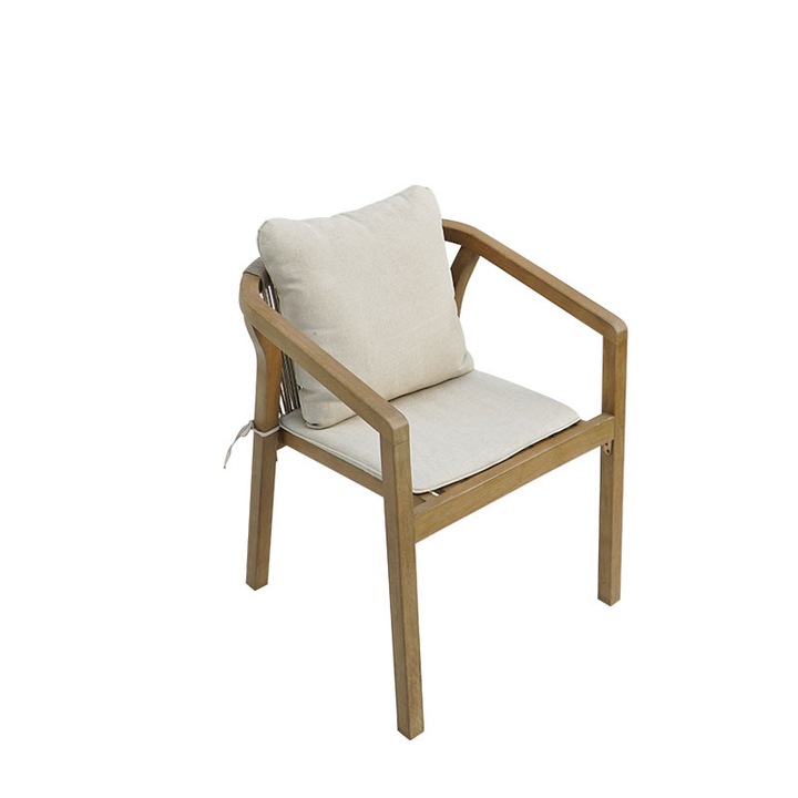 Scaun de gradina Pako World Malibu II, bej, lemn de acacia, 58x63x74 cm