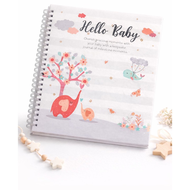 Jurnal Bebelus cu Set de Stickere Cadou, agenda de completat cu amintirile bebelusului din primul an de viata – Ideal pentru Nou-Nascut & Baby Shower