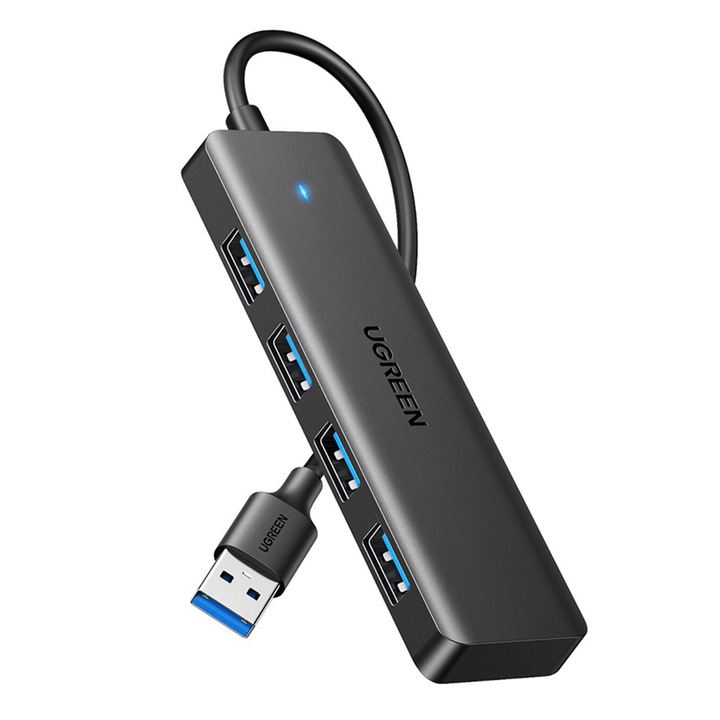 Docking station Ugreen, 4x USB 3.0, Indicator LED, Negru, 0.15m