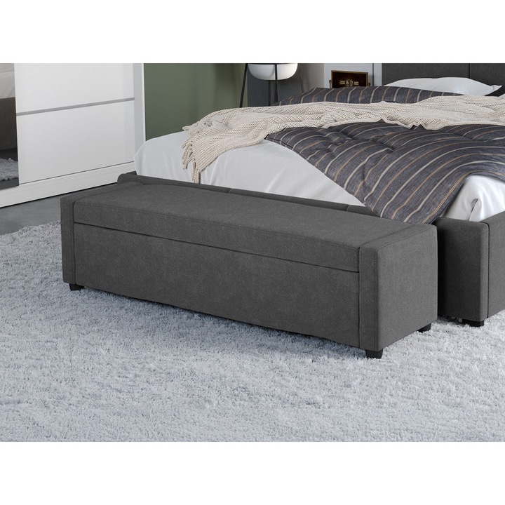 Bancuta Tapitata Space, Gri antracit/Swing 19, L 140 x A 35 x H 39 cm cu Spatiul de depozitare