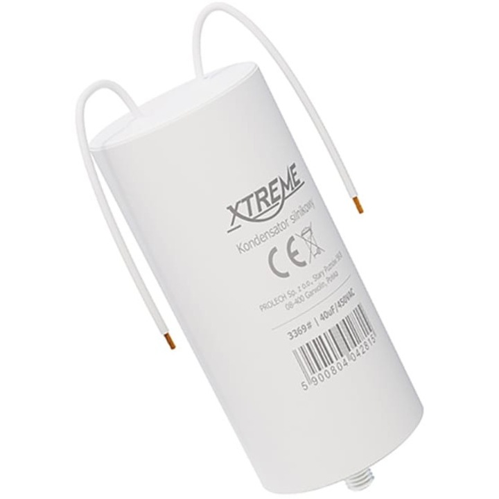 Kondenzátor Xtreme 40F, 450V, O46x105mm, vezetékekkel, induktív motorokhoz