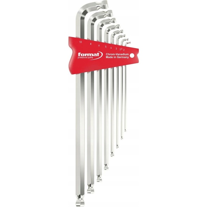 Set chei hexagonale cu cap rotund, 2x10mm, din otel crom-vanadiu, lungi