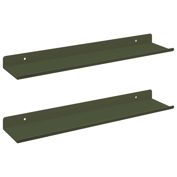 Raft suspendat 2 pcs Verde masliniu 40 x 9 x 2 vidaXL, 5 cm Otel