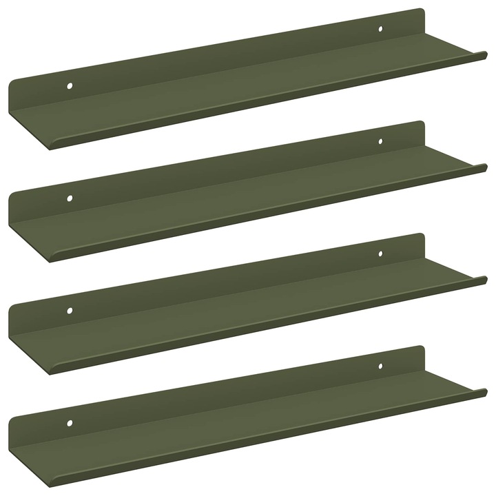 Raft suspendat 4 pcs Verde masliniu 40 x 9 x 2 vidaXL, 5 cm Otel
