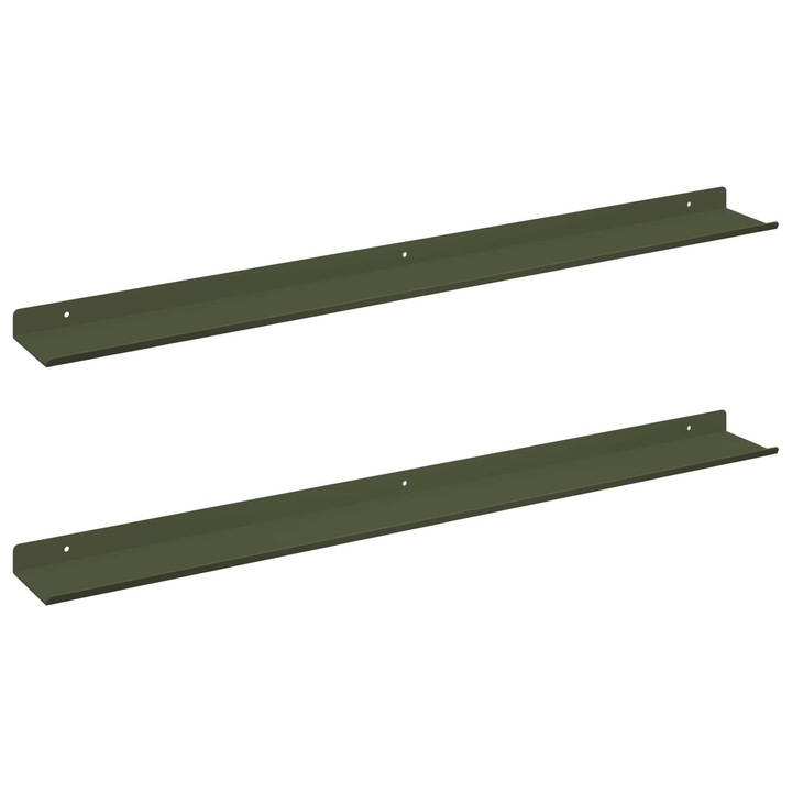 Raft suspendat 2 pcs Verde masliniu 80 x 9 x 2 vidaXL, 5 cm Otel
