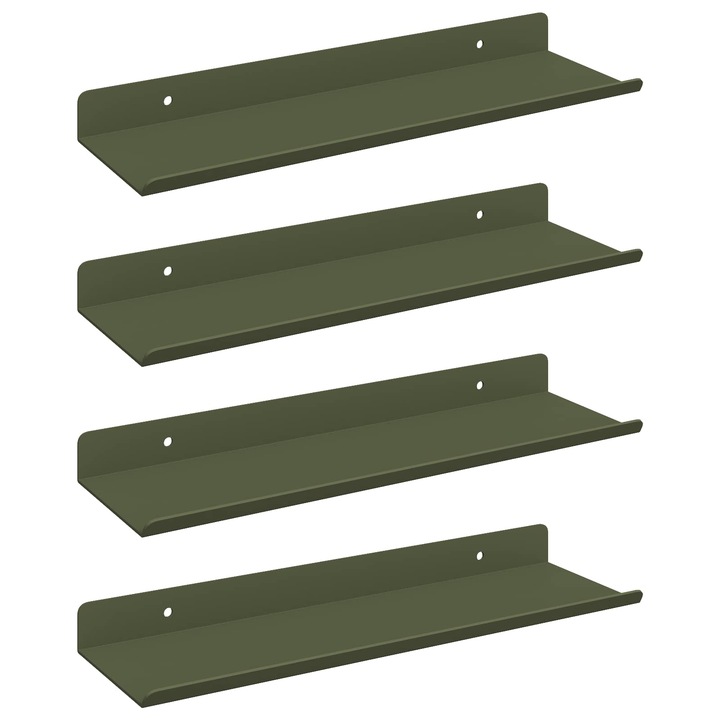 Raft suspendat 4 pcs Verde masliniu 30 x 9 x 2 vidaXL, 5 cm Otel