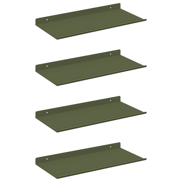 Raft suspendat 4 pcs Verde masliniu 40 x 18 x 2 vidaXL, 5 cm Otel