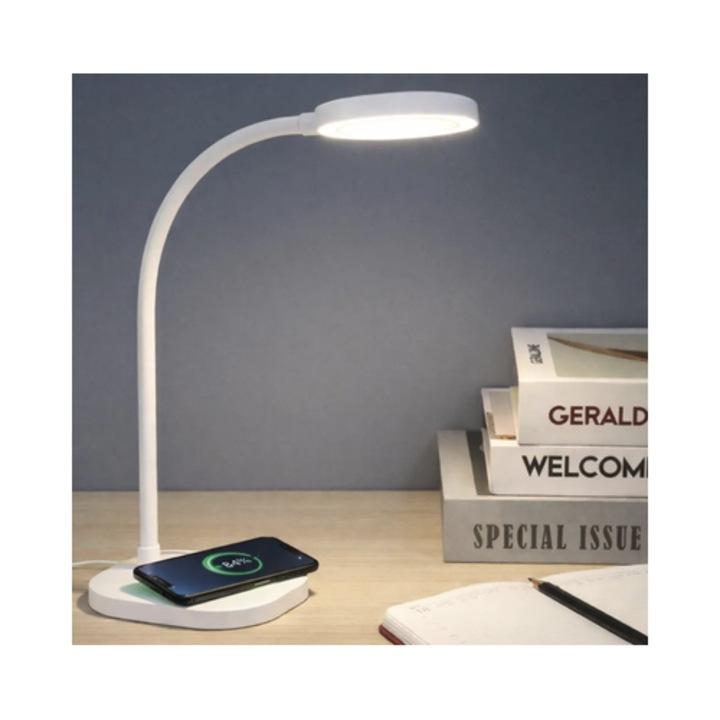 Veioza LED Hoff Daisy, 2.8 W, 240 lm, lumina calda, neutra, rece, dimabil, alb, modern