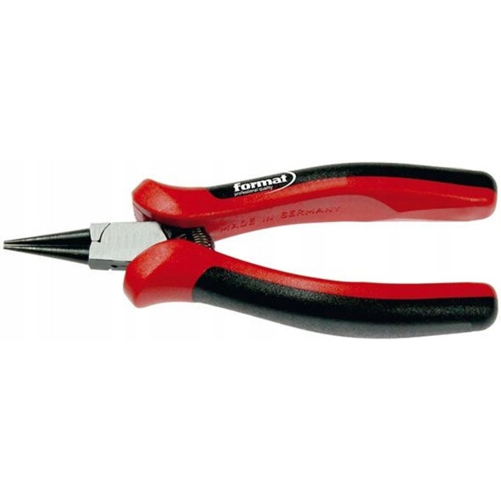 Elektronikai kerekcsőrű fogó, 130mm, műanyag nyéllel, FORMAT