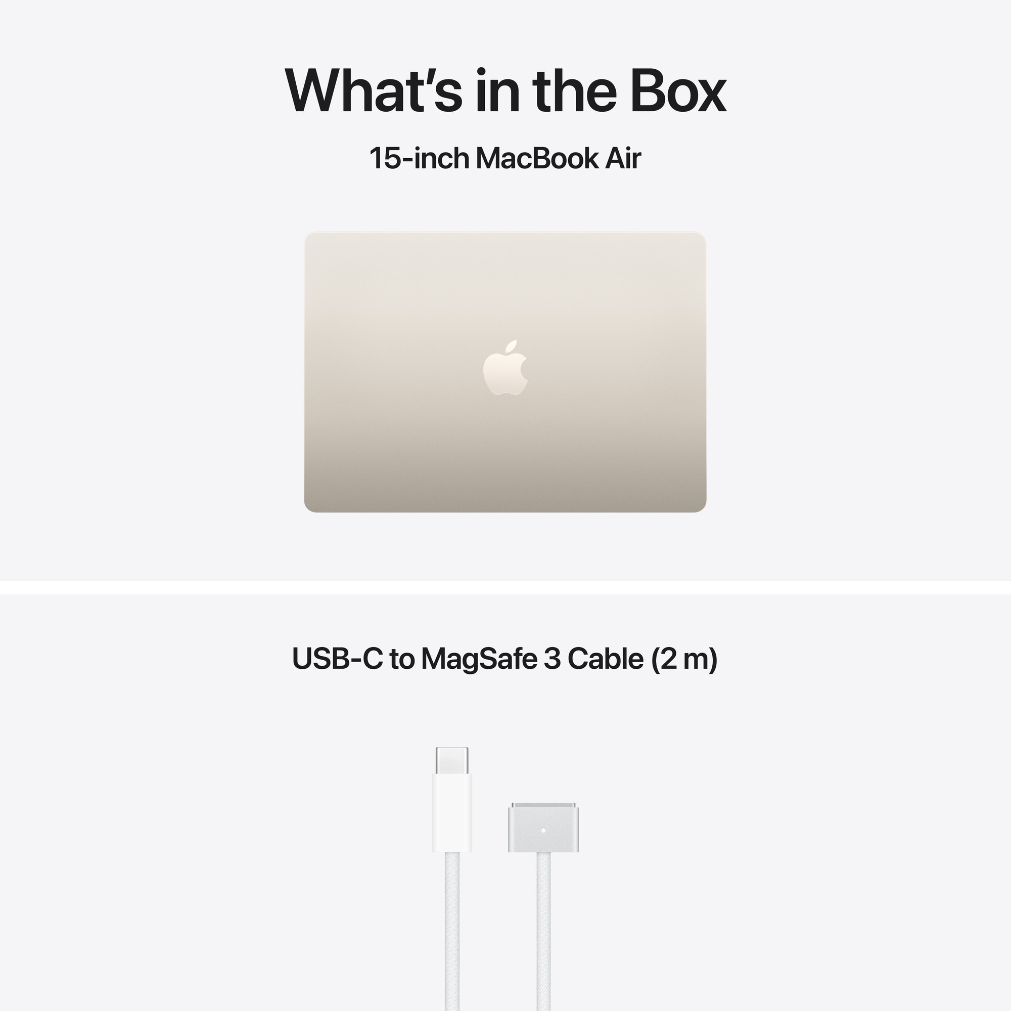 Apple MacBook Air 15'' cu procesor Apple M5, 10 nuclee CPU, 10 nuclee GPU, 16GB RAM, 512GB SSD, Starlight, Tastatura Internationala, Manual RO