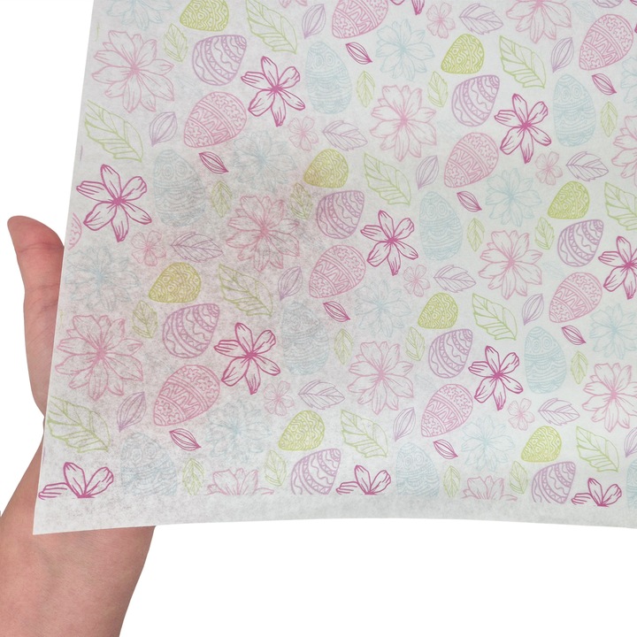 Set 50 bucati Hartie de matase model Paste Spring Blossom Eggs, 28g, 50 x 75cm