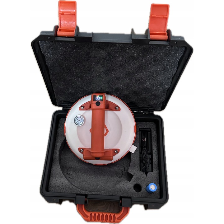 Przyssawka automata pentru placi cu manometru, 210mm, 190kg, set cu incarcator si 2 baterii