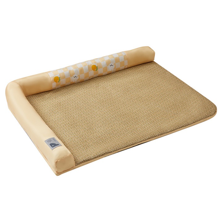 Охлаждаща подложка за домашни любимци, Aiorber, мека L-образна възглавница, плътно тъкана за предотвратяване на заплитане на козината, водоустойчива, безопасна и неплъзгаща се, M, 50×40 см, жълта