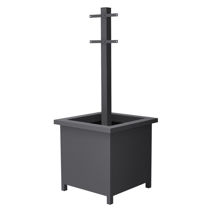 Suport pentru cutie postala exterioara ML-Design antracit cu jardiniere, stalp metalic, resistent la intemperii, baza pentru corespondenta, inaltime de insertie de 120 cm
