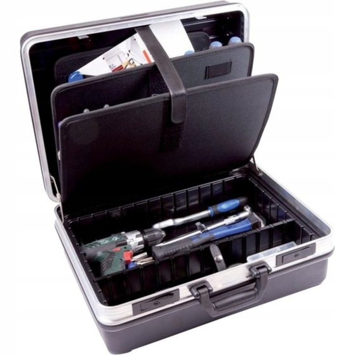 FORTIS szerszámosláda, 413x280x175mm, 20L, 22 rekesz, 2 zár