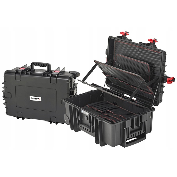 Valiza profesionala pentru unelte, FORMAT 74770010, wodoszczelna, 539x395x225mm, 20 compartimente