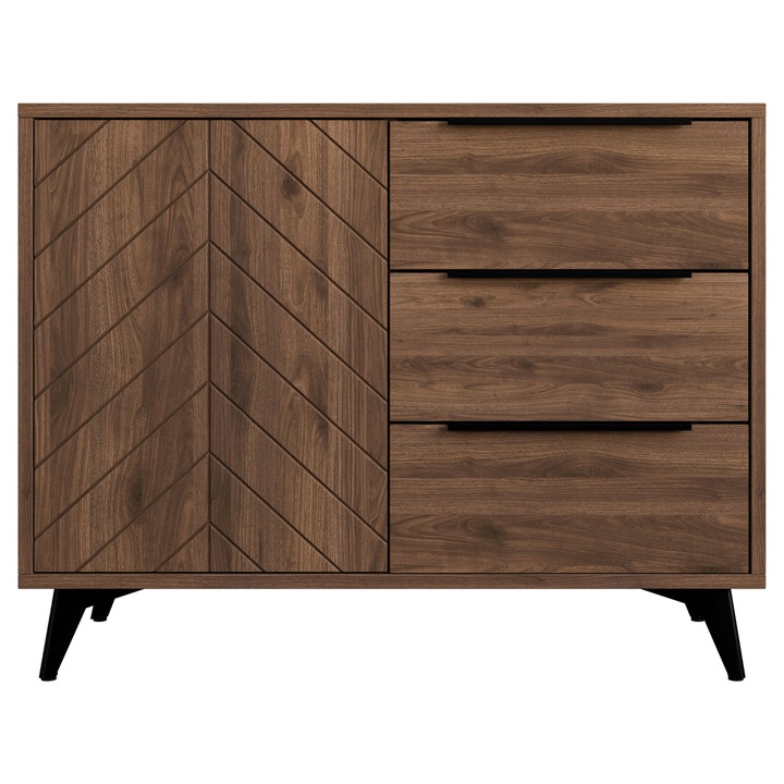 Comoda cu usi si sertare 100 cm Siprynt Bis 1D3SZ, MIRJAN 24, nuc okapi, 40x104x80 cm