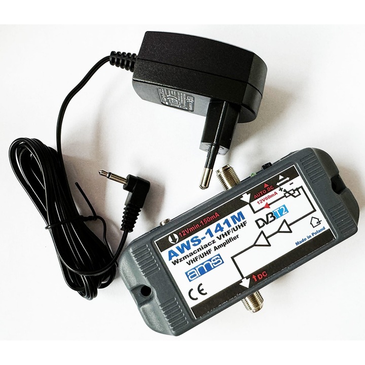 Amplificator antena AMS AWS-141M, 1 intrare, 1 iesire, 20 dB, 87-774 MHz