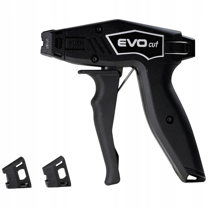 Cleste de legat, HellermannTyton EVOcut-PL-BK, 7.8 mm, negru, set cu 3 capete interschimbabile