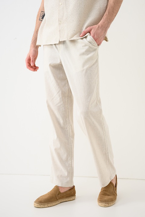 Jack & Jones, Панталон Karl с лен и памук, Светло бежово
