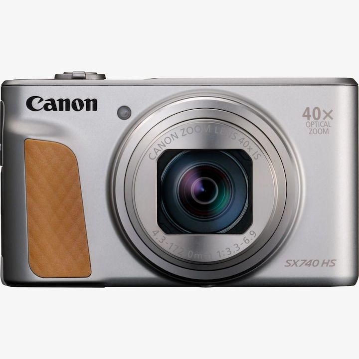 Aparat foto compact Canon PowerShot SX740 HS, 20,3MP, Zoom 40x, 4K, Silver, 110x64x40mm