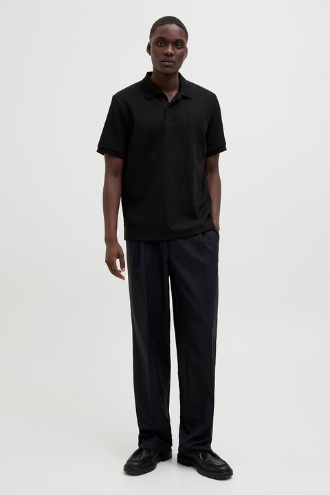 Jack & Jones, Galléros egyszínű póló, Fekete