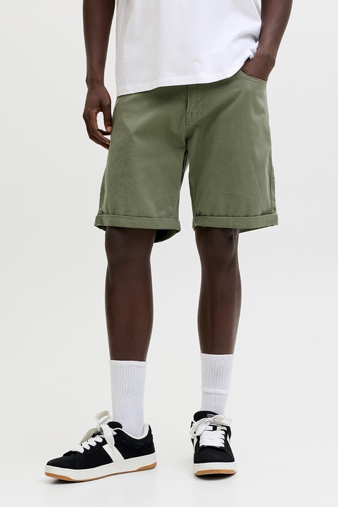 Jack & Jones, Egyenes szárú rövid farmernadrág, Olívazöld