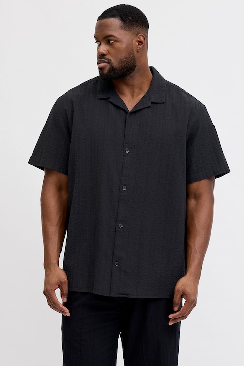 Jack & Jones, Camasa din amestec de bumbac organic cu maneci scurte, Negru