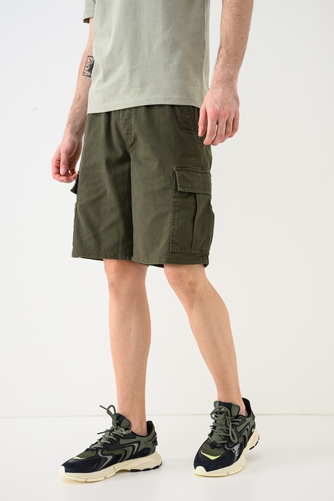 Jack & Jones, Dylan húzózsinóros cargo rövidnadrág, Sötét olívazöld