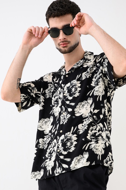 Jack & Jones, Jeff virágmintás ing, Fehér/Fekete