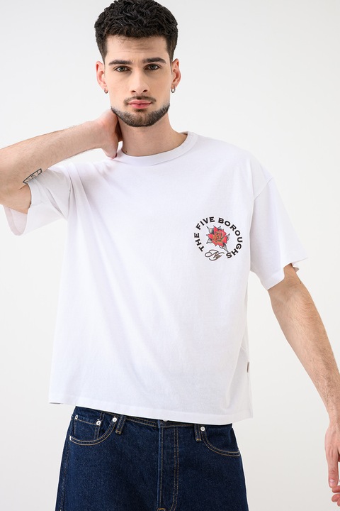 Jack & Jones, Jorupstate Front póló mintával a mellrészén, Fehér/Antracitfekete