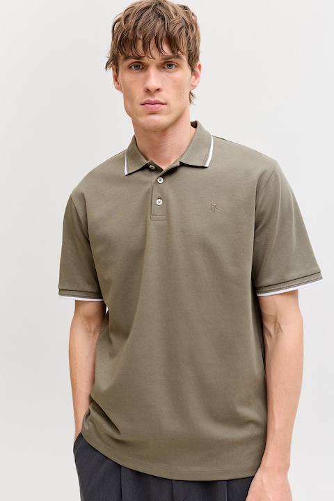 Jack & Jones, Normál fazonú galléros póló, Sötét khaki