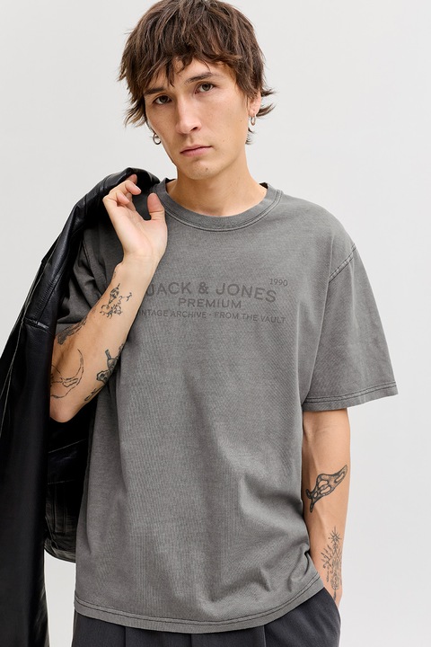 Jack & Jones, Biopamut póló logóval, Szénszürke