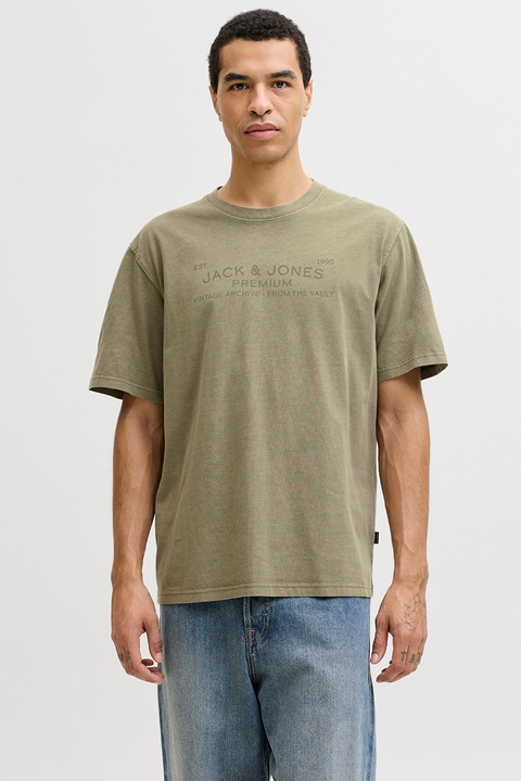 Jack & Jones, Biopamut póló logóval, Khaki