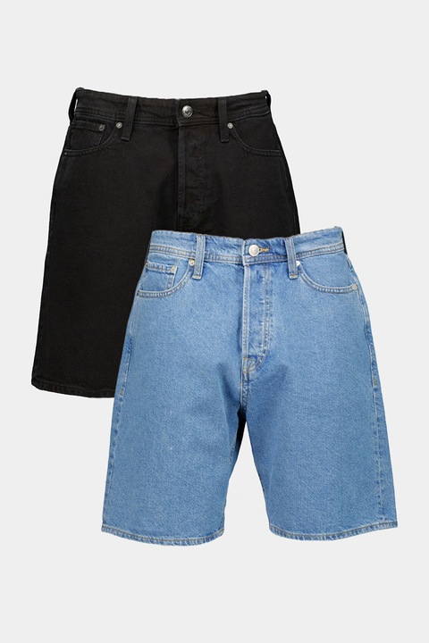 Jack & Jones, Set de bermude relaxed fit JJTony JJOriginal - 2 piese, Negru/Albastru melange