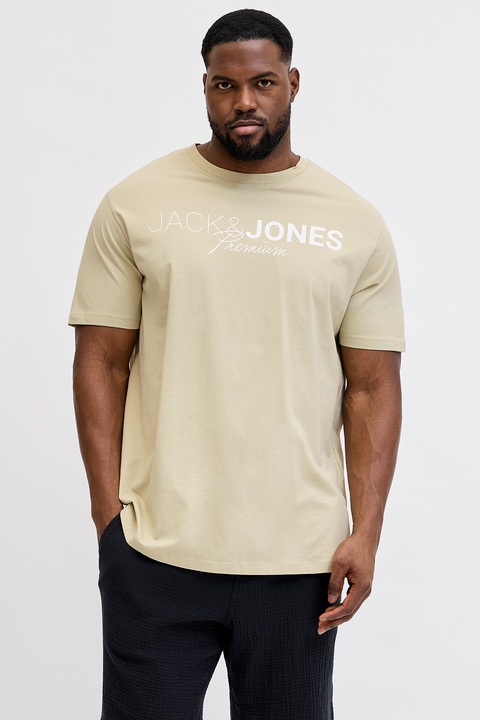 Jack & Jones, Kerek nyakú organikuspamut póló, Halványsárga