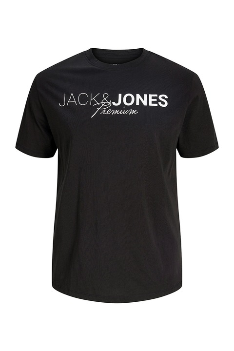 Jack & Jones, Kerek nyakú organikuspamut póló, Fekete/Fehér