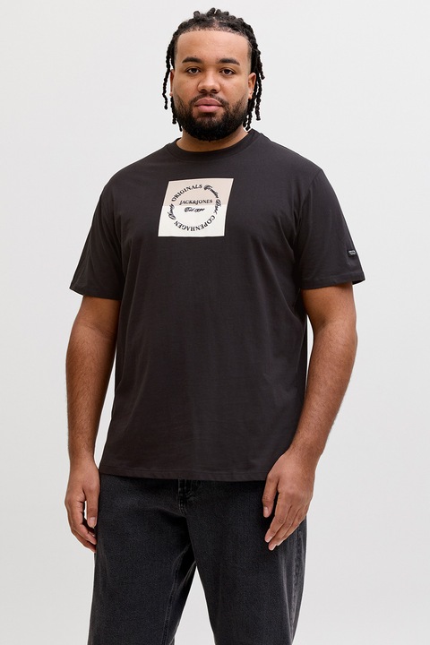 Jack & Jones, Kerek nyakú logós póló, Fekete