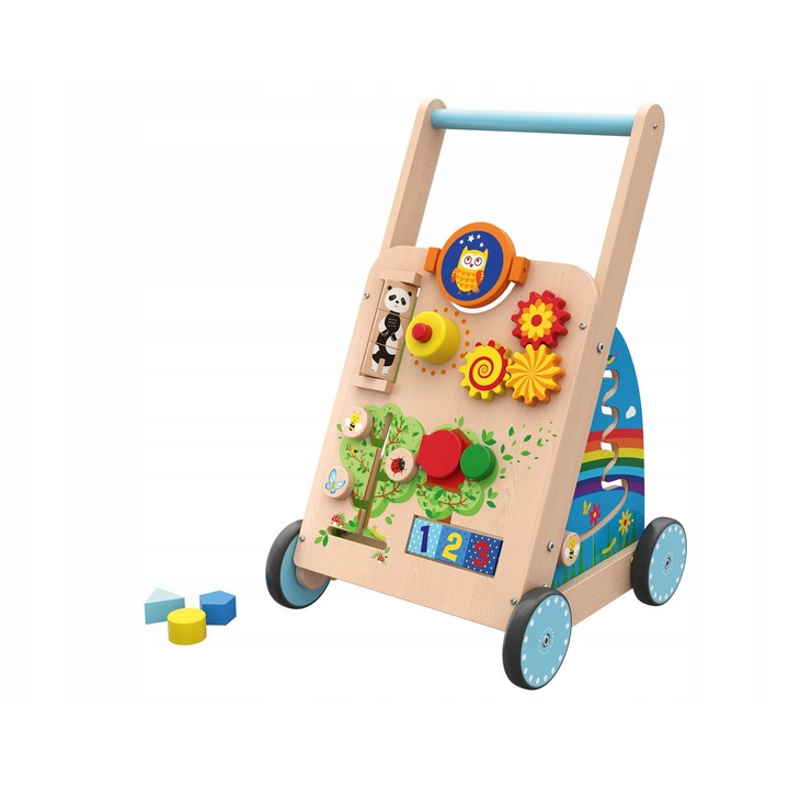 Interaktív, fából készült járássegítő, 33x34x52,5 cm, 1 éves kortól, többszínű