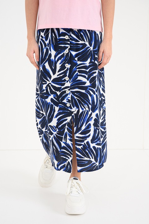 Only, Fusta midi cu model Nova, Alb/Albastru ultramarin/Albastru royal