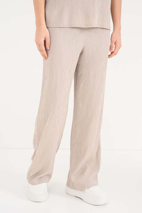 Only, Kaylie bő szárú texturált nadrág rugalmas derékrésszel, Világosbarna