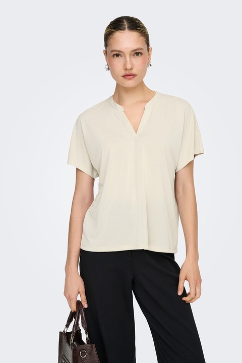 Only, Bluza-tunica lejera din amestec de modal Free Life, Crem